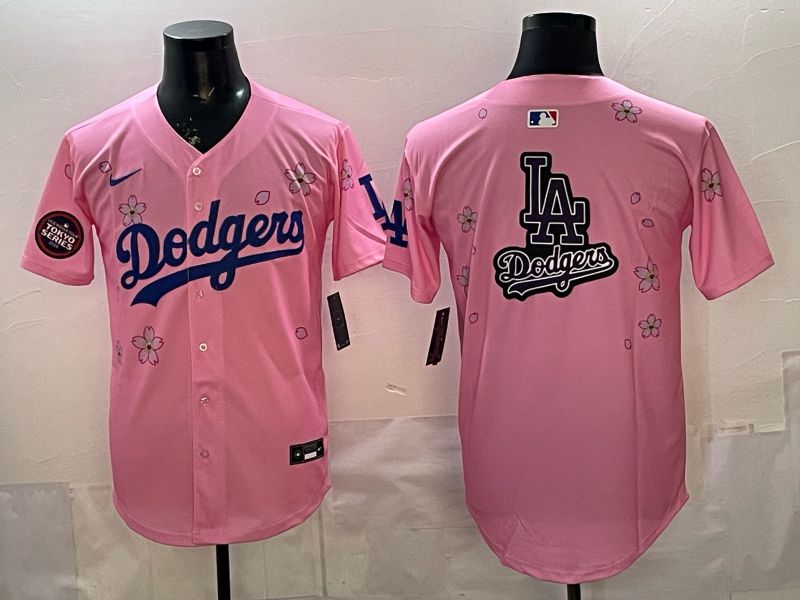 Men Nike 2026 Los Angeles Dodgers Blank Pink Sakura Edition Game MLB Jersey 0014